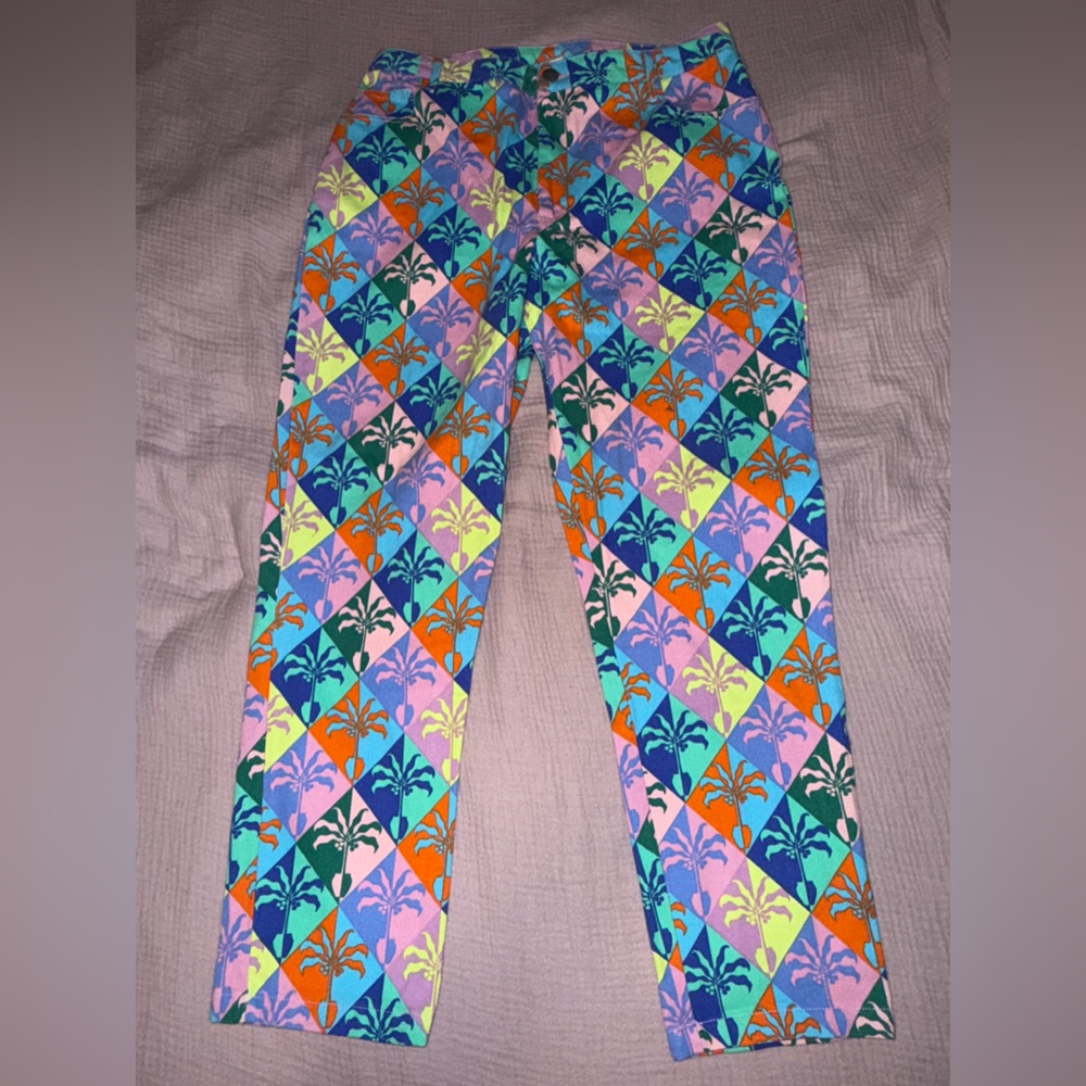 Lucy & Yak Dana Mom Jeans Multicolor Patterned Straight Leg Jeans